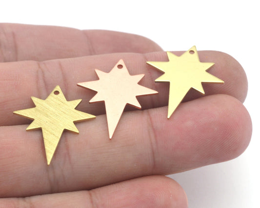 North Star 27x22mm Copper - raw brass - brushed brass one holes charms findings 4544-124
