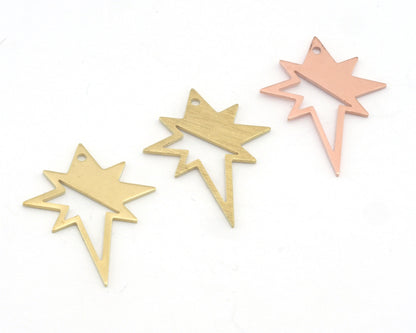 North Star 27x22mm Copper - raw brass - brushed brass one holes charms findings 4546-90