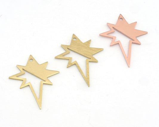 North Star 27x22mm Copper - raw brass - brushed brass one holes charms findings 4546-90