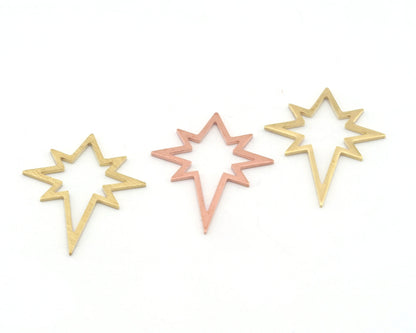 North Star 27x22mm Copper - raw brass - brushed brass one holes charms findings 4549-67