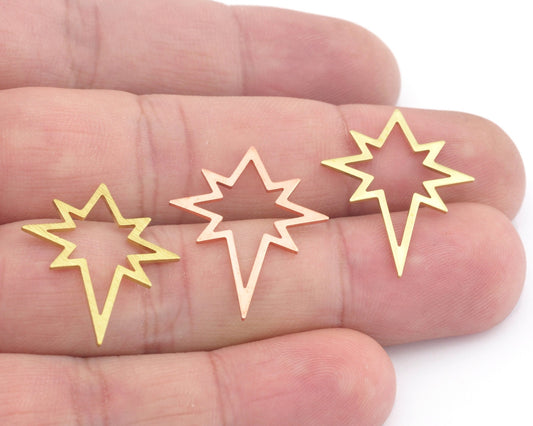 North Star 27x22mm Copper - raw brass - brushed brass one holes charms findings 4549-67