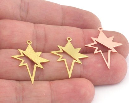 North Star 30x22mm Copper - raw brass - brushed brass one holes charms findings 4550-90