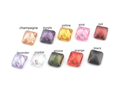 Octagon rectangle Cubic Zirconia Crystal Cabochons Multi color 6x8mm Cab132