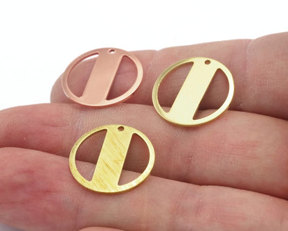 Round Moon 22mm Copper - raw brass - brushed brass 1 holes connector charms findings 4475