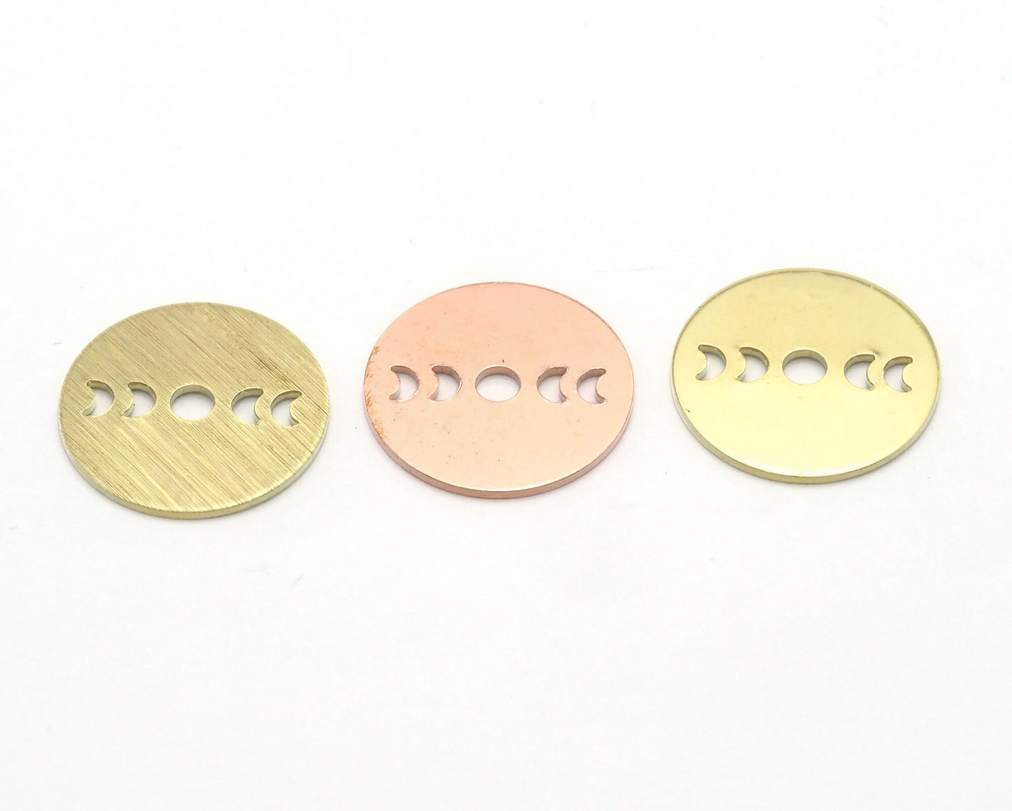 Round Moon 22mm (States of the moon) Copper - raw brass - brushed brass no holes charms findings 4467