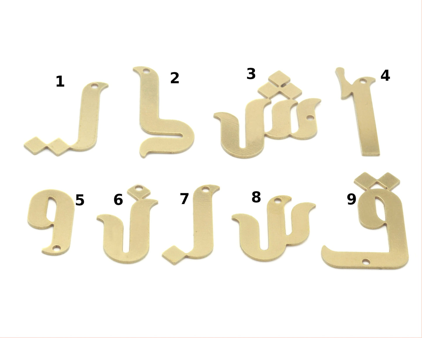 Arabic Letter Pendant Raw Brass 20-30mm 0.8 mm 1 hole Findings S85