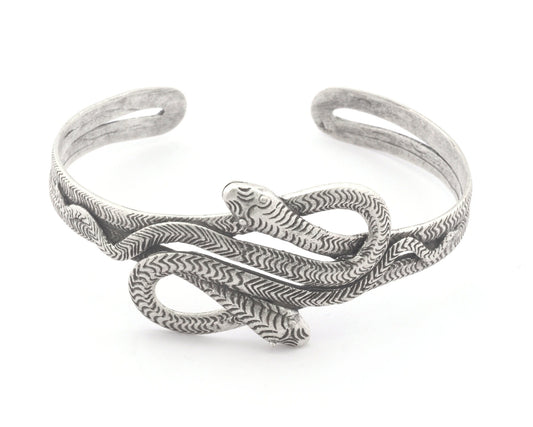 Snakes Bracelet Antique Silver Plated Brass (55 - 70 mm inner size - Adjustable ) OZ4561