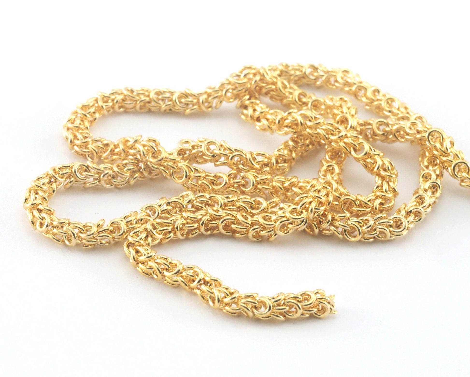 Byzantine Chain 1 meter Handmade Gold Plated Brass 4mm z165