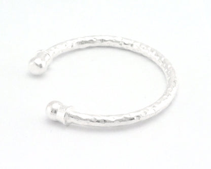 Hammered Bracelet Shiny Silver Plated Brass (55mm inner size - Adjustable ) OZ2960