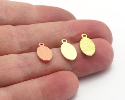 Oval flat charms copper - raw brass - brushed brass 14x7.5mm (0.8mm thickness) charms findings blank 4487