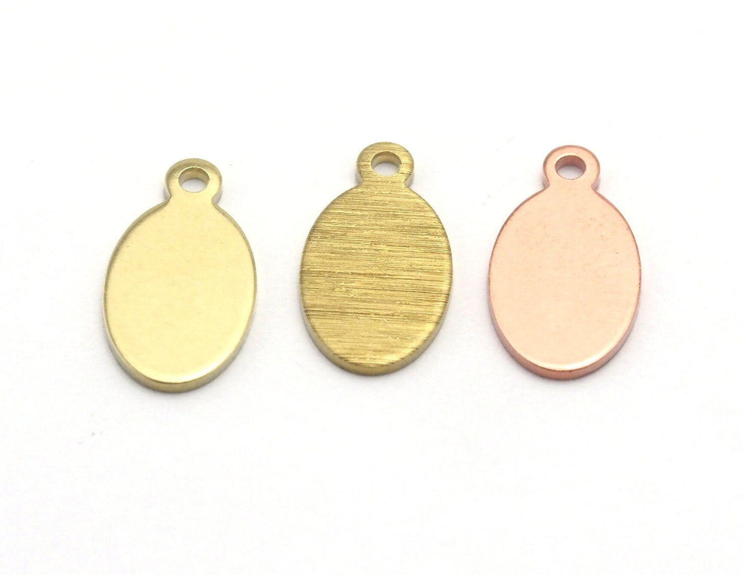 Oval flat charms copper - raw brass - brushed brass 14x7.5mm (0.8mm thickness) charms findings blank 4487