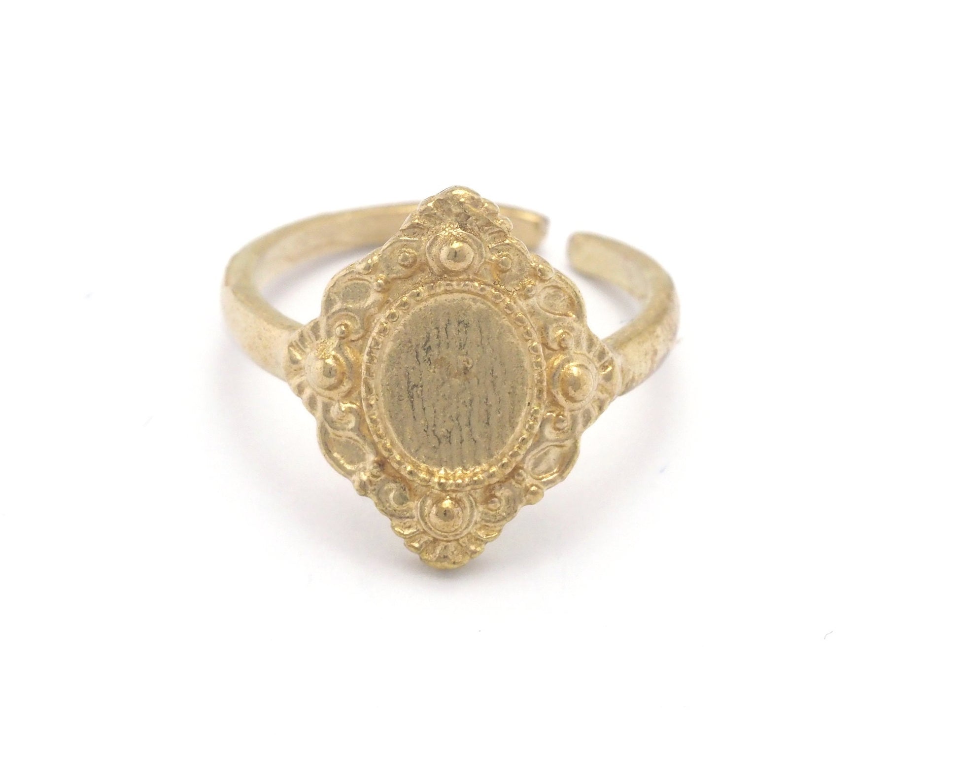 Adjustable Ring Base Bezel setting blank Raw Brass ( 8x6mm setting ) (7- 9US inner size - Adjustable ) OZ2633 2868