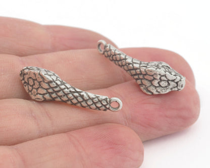 Snake Pendant Raw Brass, Shiny gold, Shiny silver, Antique silver plated 25x24mm 3532