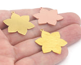 Flower Shape 31x25mm raw brass - Brushed Brass - Raw copper 1 hole charms findings 4314-300