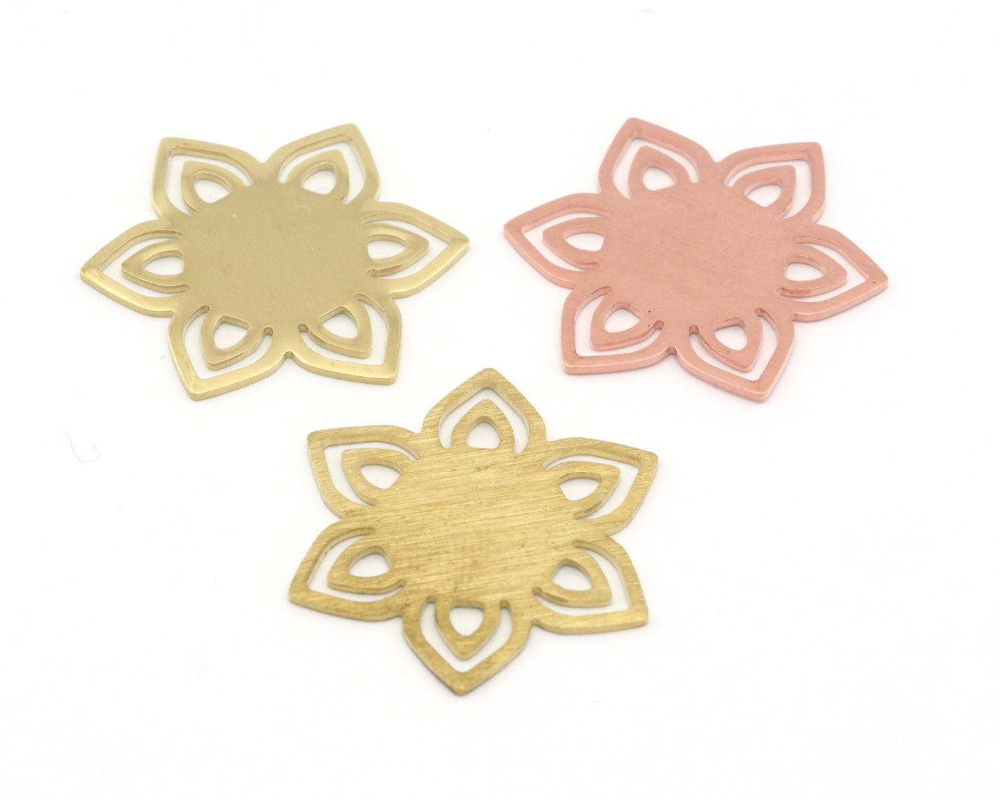 Flower Shape 28.5x25mm raw brass - Brushed Brass - raw copper no hole charms findings 4310-220