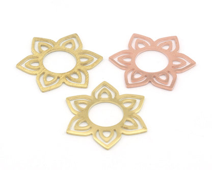 Flower Shape 28.5x25mm raw brass - Brushed Brass - Raw Copper no hole charms findings 4312-155