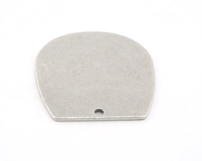 Oblong Oval shape semi circle 25x22.5x0.8mm 1 hole Antique silver plated brass findings scs oz3735-341