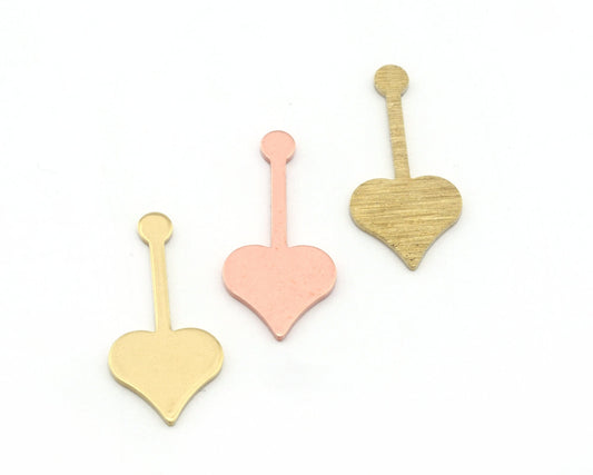 Heart Spade no Hole (20x9.5mm) Raw Brass - Copper 4305