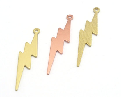 Thunder Tag Stamping Blank Charms Raw Brass - Brushed Brass - Copper 35mm 0.8 mm 1 hole Findings 4492