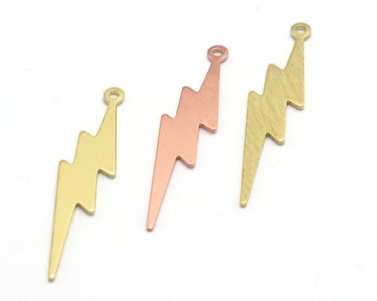 Thunder Tag Stamping Blank Charms Raw Brass - Brushed Brass - Copper 35mm 0.8 mm 1 hole Findings 4492