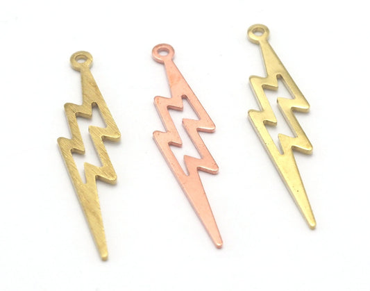 Thunder Tag Stamping Blank Charms Raw Brass - Brushed Brass - Copper 35mm 0.8 mm 1 hole Findings 4493