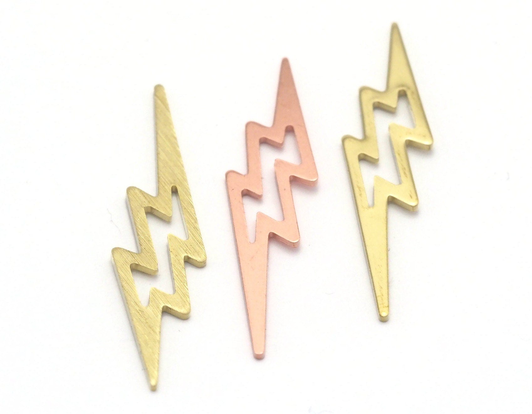 Thunder Tag Stamping Blank Charms Raw Brass - Brushed Brass - Copper 35mm 0.8 mm no hole Findings 4494