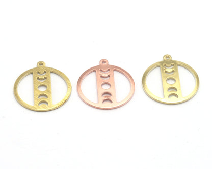 Round Moon 22x24.5mm (States of the moon) Copper - raw brass - brushed brass 1 holes charms findings 4541