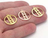 Round Moon 20x18mm (States of the moon) Copper - raw brass - brushed brass 1 holes charms findings 4497