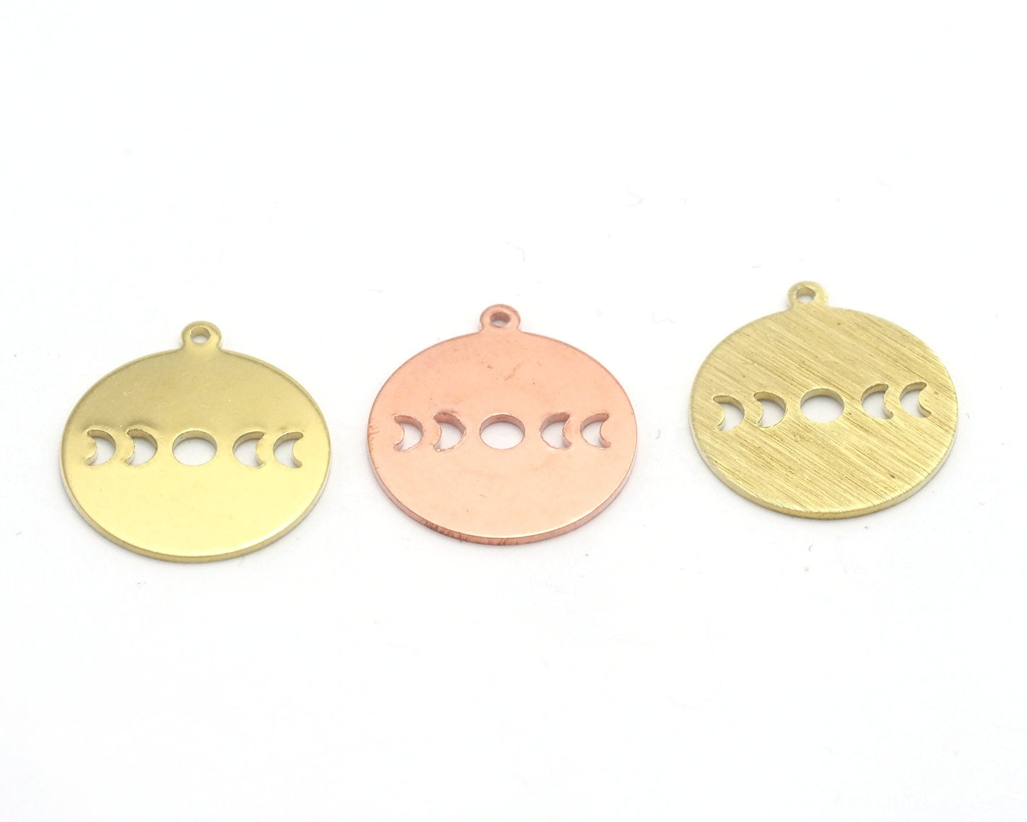 Round Moon 22x24.5mm (States of the moon) Copper - raw brass - brushed brass 1 holes charms findings 4537
