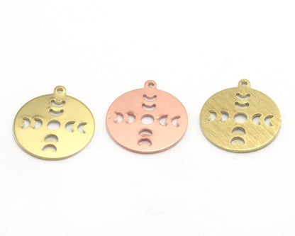 Round Moon 20x18mm (States of the moon) Copper - raw brass - brushed brass 1 holes charms findings 4499