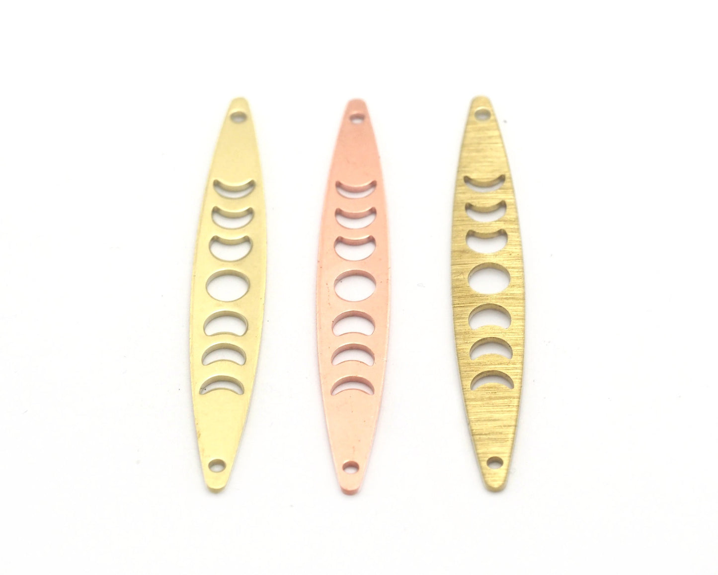 Marquise Moon 50x7mm connector charms findings (States of the moon) Copper - raw brass - brushed brass 1 holes 4502