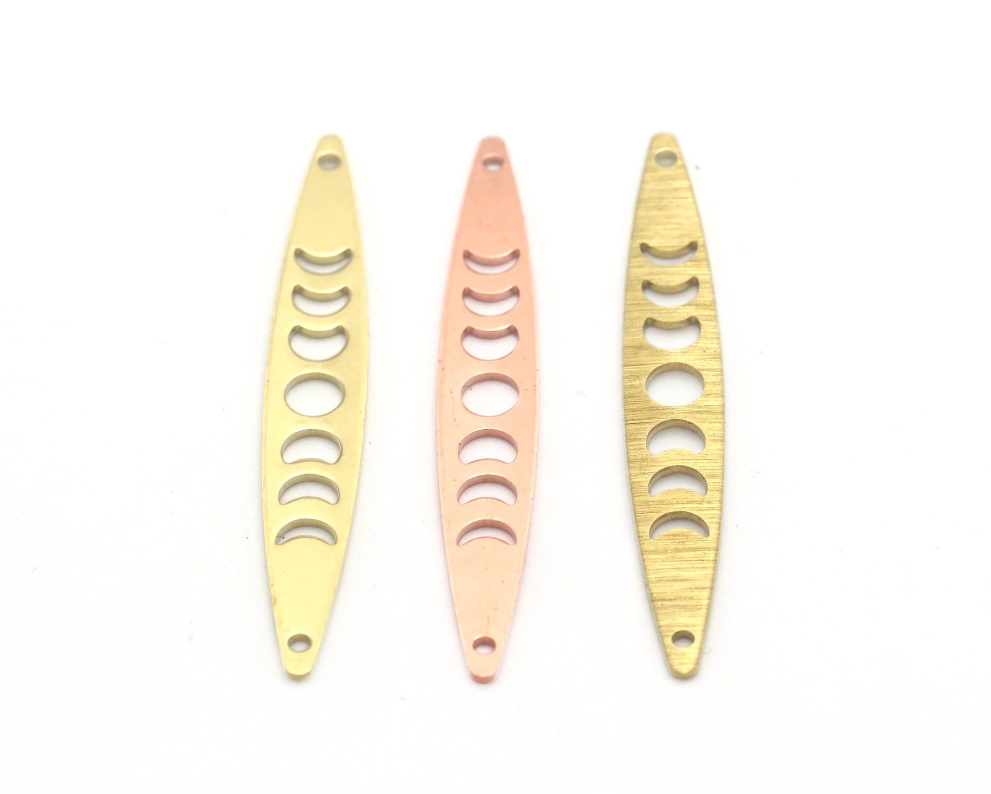 Marquise Moon 50x7mm connector charms findings (States of the moon) Copper - raw brass - brushed brass 1 holes 4502