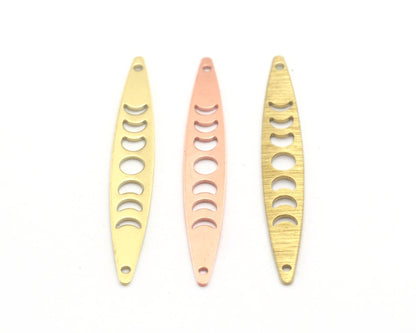 Marquise Moon 50x7mm connector charms findings (States of the moon) Copper - raw brass - brushed brass 1 holes 4502