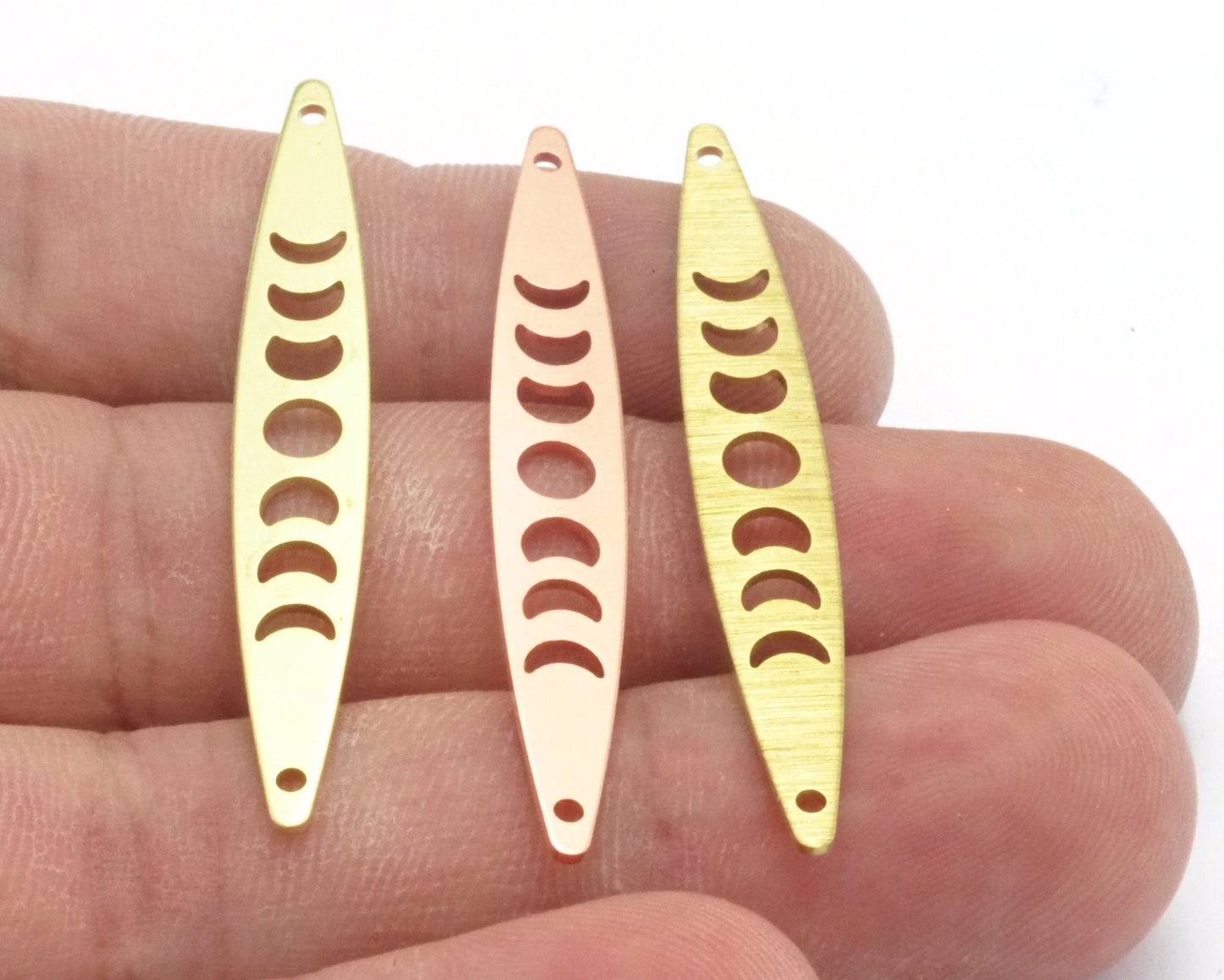 Marquise Moon 50x7mm connector charms findings (States of the moon) Copper - raw brass - brushed brass 1 holes 4502