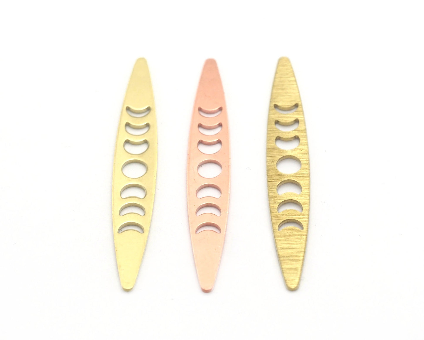 Marquise Moon 50x7mm charms findings (States of the moon) Copper - raw brass - brushed brass 1 holes 4504