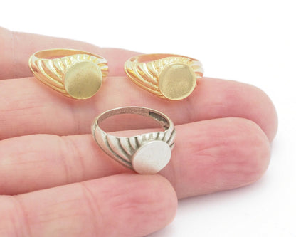 Croissant Signet Ring Blank - raw brass (16.25mm 5.5US inner size ) 10mm blank size 4391