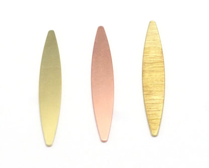 Marquise 50x7mm Tag blank charms findings Copper - raw brass - brushed brass no hole 4507