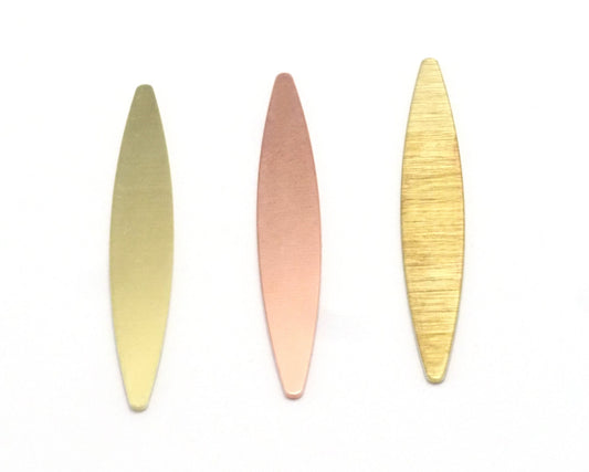 Marquise 50x7mm Tag blank charms findings Copper - raw brass - brushed brass no hole 4507
