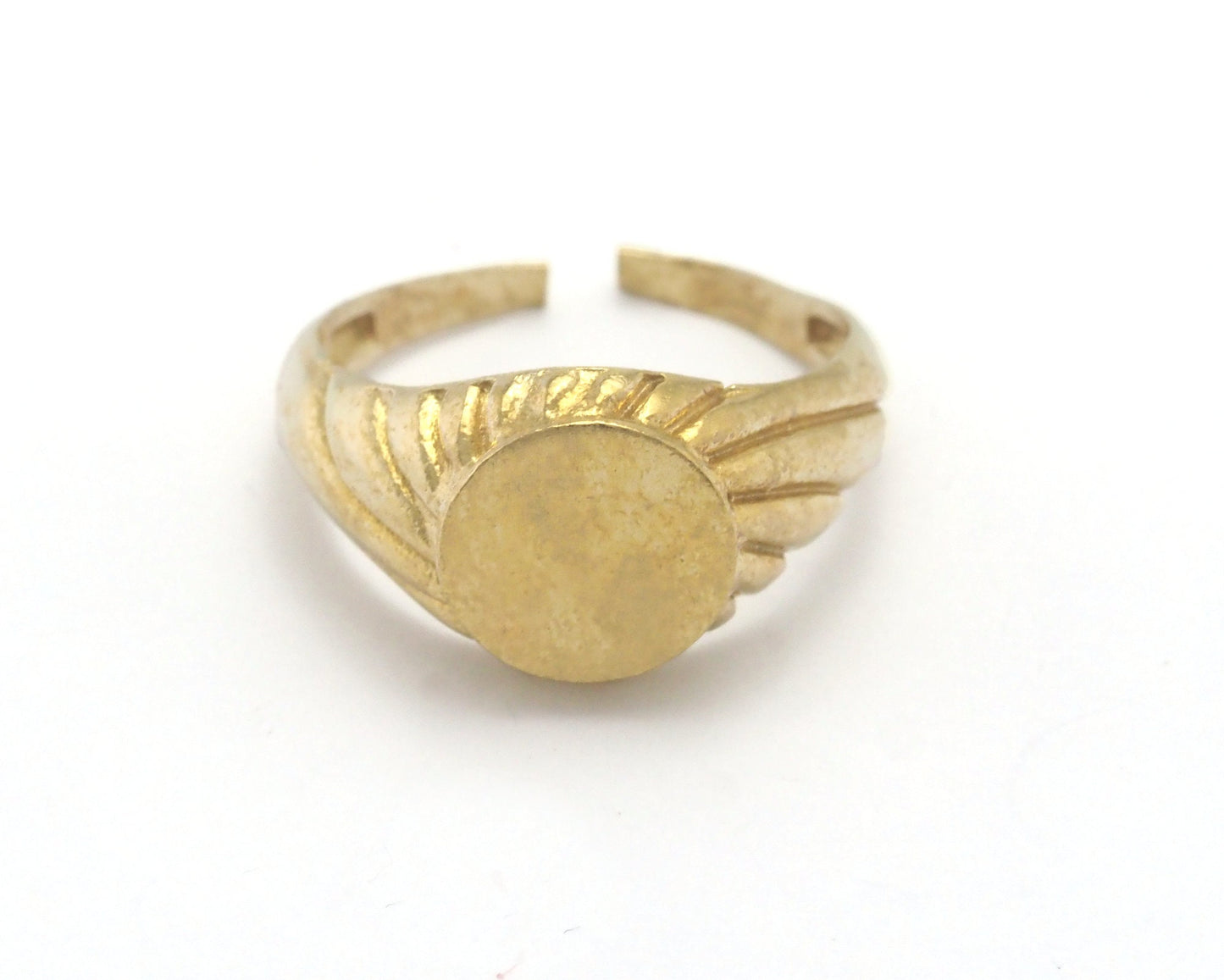 Croissant Signet Ring Blank - Adjustable raw brass (16 mm 18 mm 6-8 US inner size ) 10mm blank size 4400
