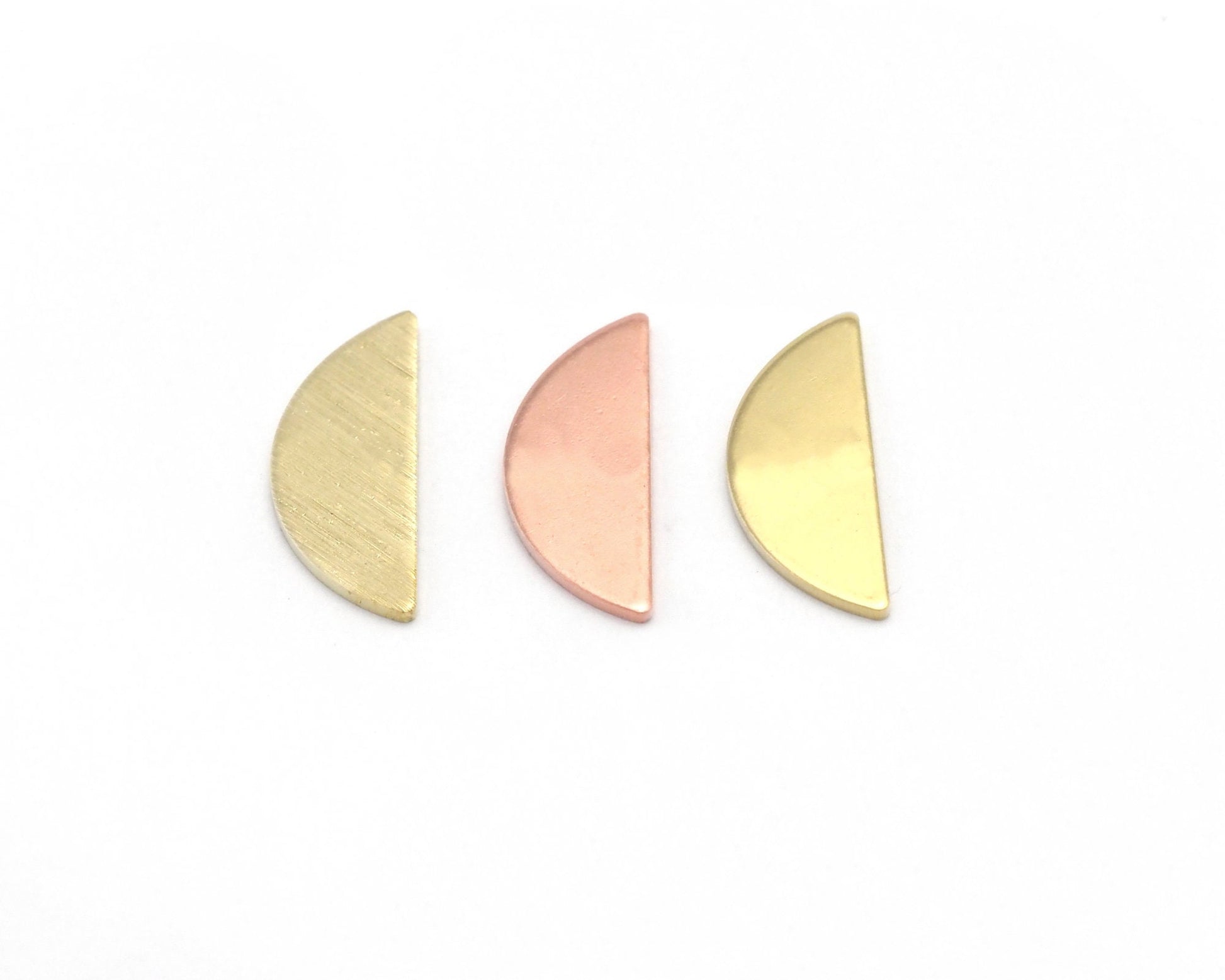 Semi Circle Half Moon tag stamping charms findings blank copper - raw brass - brushed brass 6.5x18mm (0.8mm thickness) No hole 4511