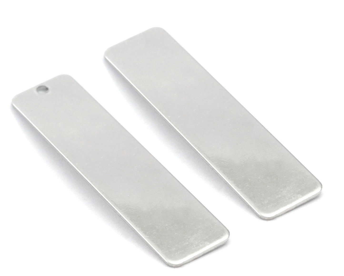 Stainless Steel Rectangle Stamping Blank Charms, Tag for Stamping, 1 hole 10x40mm OZ4281