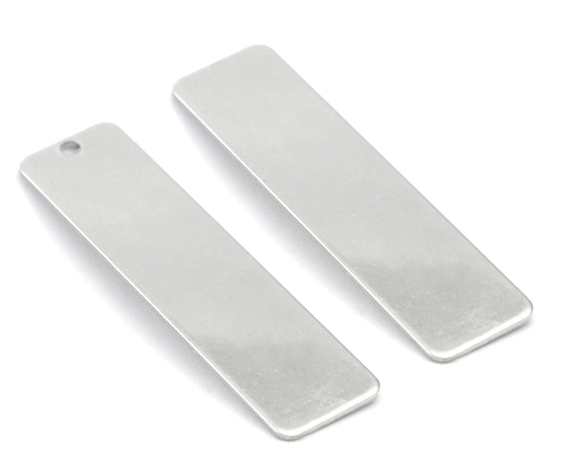 Stainless Steel Rectangle Stamping Blank Charms, Tag for Stamping, 1 hole 10x40mm OZ4281