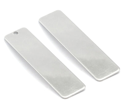 Stainless Steel Rectangle Stamping Blank Charms, Tag for Stamping, 1 hole 10x40mm OZ4281