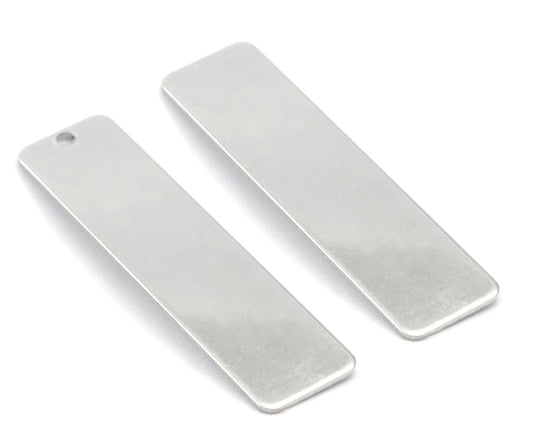 Stainless Steel Rectangle Stamping Blank Charms, Tag for Stamping, 1 hole 10x40mm OZ4281