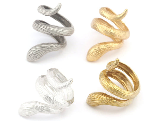 Snake Wrap Ring Animal Adjustable Raw Brass - Antique silver - Shiny silver - Shiny gold plated 4012