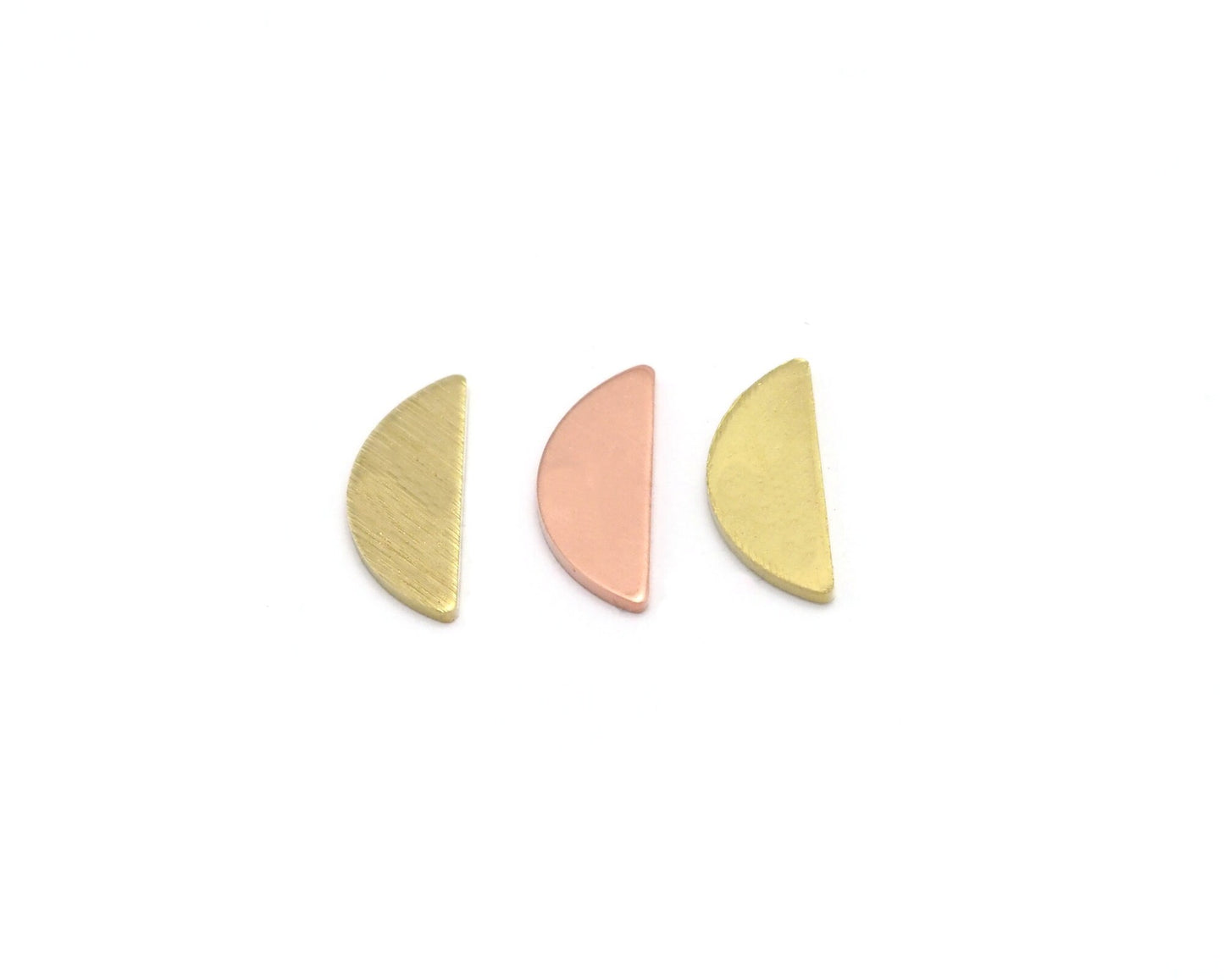 Semi Circle Half Moon tag stamping charms findings blank copper - raw brass - brushed brass 5x14mm (0.8mm thickness) no hole 4515
