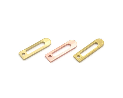 Rectangle round edge stamping charms findings blank copper - raw brass -brushed brass 4x14mm (0.8mm thickness) 1 hole 4524