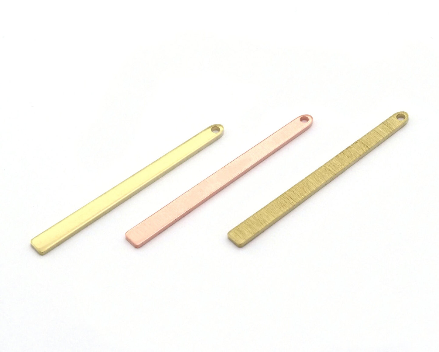 Rectangle rod bar 3x35mm stamping charms findings blank copper - raw brass -brushed brass (0.8mm thickness) 1 hole 4532