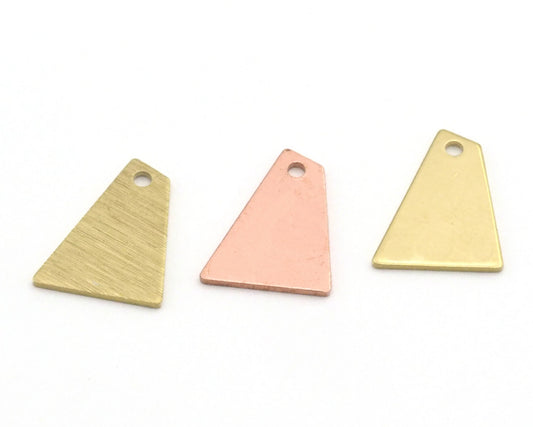 Quadrilateral Rectangle Trapezoid Rectangle Charms 1 Hole Raw Brass - copper 15x12mm 0.8mm thickness Findings R166-77