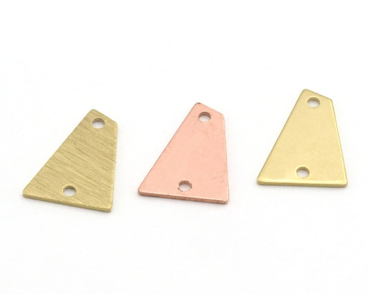 Quadrilateral Rectangle Trapezoid Rectangle Charms 2 Hole Raw Brass - copper 15x12mm 0.8mm thickness Findings R165-77